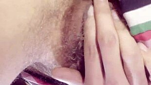 brunette hairy pussy cums hard first time on camera closeup