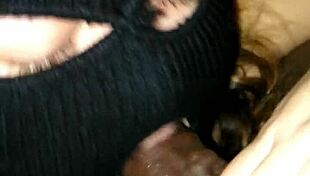 Amateur Ebony Takes Massive BBC Deepthroat with Huge Cumshot Explosion