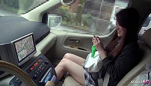 petite japanese hitchhiker squirts intense orgasm with vibrator then deepthroats stranger pov in car for facial cumshot