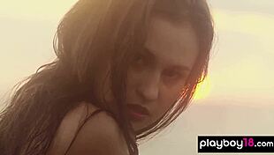 Imagine this adorable skinny brunette demi fray posing nude on rocky outdoors