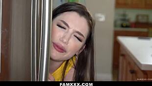 Stepdaughter flashes small tits, bends over for stepdad's hardcore doggystyle pounding - famxxx