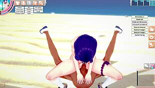 raiden shogun pins you down nude on beach for total domination 👠🏖️