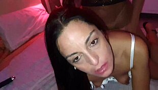 Shemale and husband double team slut wife riding cowgirl