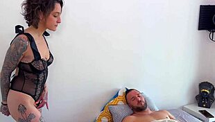 Lena's Sultry French Brunette Tease with Small Tits