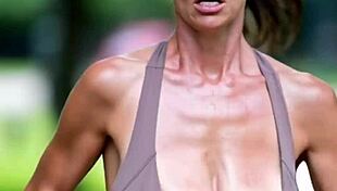 whoa mature milf jogs park paths with her huge natural tits bouncing wild and nipples slipping out everywhere