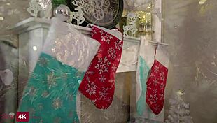 babe bends over for christmas anal doggystyle pounding