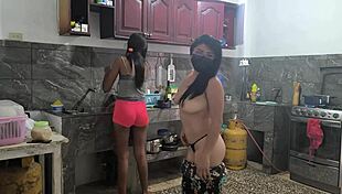 housewives getting so horny prepping lunch they grope each others big tits 😍🔥