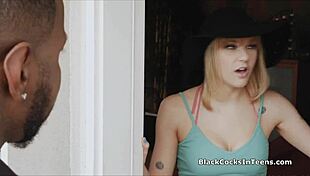 Juicy white teen pussy stretched by massive black cock