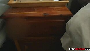 Stepson sniffs busty milf stepmom's dripping wet pussy during sneaky masturbation tease