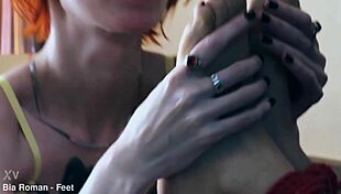 She chokes him deepthroats gags on cock while bound in lingerie