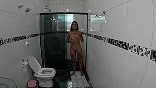 behind the scenes with nick niquita's juicy shaved pussy and natural tits photoshoot in bathroom