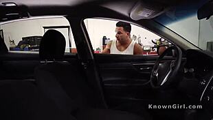 ebony spinner rides huge cock hard in car shop pounding away 😈🔥