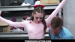 Cute skinny teen fucks officer Nicky for freedom!