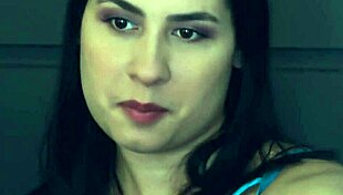 She chokes him deepthroats gags on cock while bound in lingerie