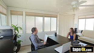 Hey, wanna see this gorgeous teen get screwed on the desk for cash?