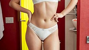 sexy lingerie models tease with panties and bare feet