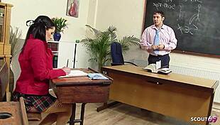 Teacher Tempts Pigtail Teen Tanya Cox in Classroom