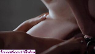 lyra law bends charlotte stokely over and fucks her pussy hard with strap-on in bedroom