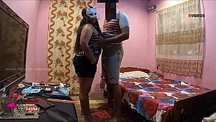 indian aunt's huge tits bounce as she deepthroats and tittyfucks boy