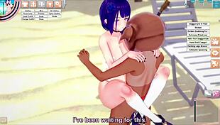 raiden shogun pins you down nude on beach for total domination 👠🏖️