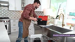 thick housewife spreads big ass bent over kitchen counter for bbc freeuse