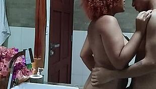 young couple shoots amateur porn in hotel bathroom creampie fun