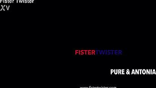 hot blonde lesbian fists shaved pussy close-up with dildo fingering and speculum gaping