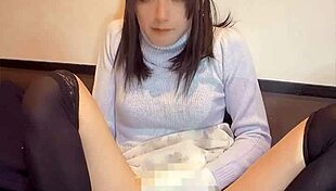 cute crossdressing ladyboy masturbates quietly and sweetly