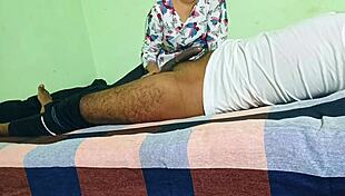 Indian College Girl Takes Husband's Friend Doggy in Skirt