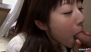 Hey little sis wanna swallow my load? petite japanese gives first pov blowjob and gulps it down 👅💦