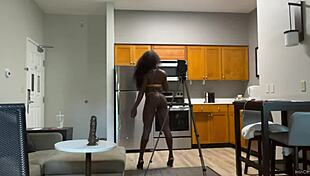 Lola Black Strips Backstage Licks Lollipop Teasing Pierced Nipples and Feet