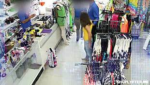 check out this cute petite redhead's beautiful pink pussy shop fuck