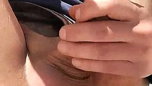 Exhibitionist strokes big monster cock close up outdoors risking new neighbors spotting public masturbation orgasm