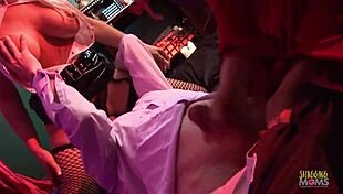 two latex milfs take turns on thick cock in steamy threesome anal