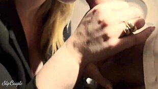 Club toilet cocksucking rewarded with public hard pussy fuck