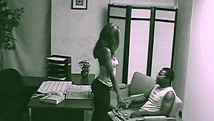 Black Couple Sneaks Hardcore Pussy Pounding And Cumshot While Hiding In The Office