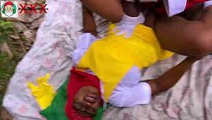 african santa sneaks bush fuck with friend's young stepdaughter squirting everywhere