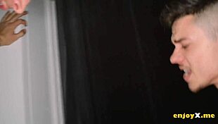 Two guys ravage kinky Angelique Lapiedra bent over with feet up? Cum on face!