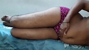 a cute hairy indian desi aunty shows her tight pussy hole up close in homemade video