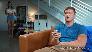 whoa big cock destroying that tanned stepsis tits 🍆💦