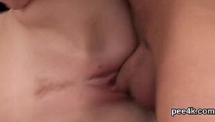 slim teen model drenched in warm pee splashing her tight pussy