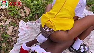 african santa sneaks bush fuck with friend's young stepdaughter squirting everywhere