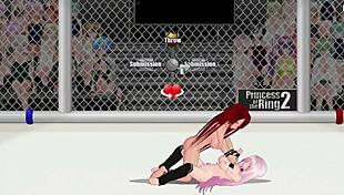 Ember Battles Isabel in Princess of the Ring 2 Lesbian Wrestling Catfight