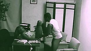 Black Couple Sneaks Hardcore Pussy Pounding And Cumshot While Hiding In The Office