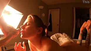 Cum Slut Wife Swallows Loads On Feet, Face And In Mouth With Glasses