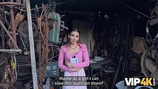 Debtor tempts backyard fuck in leather lingerie outdoors