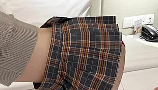 that cute japanese student rocks a micro miniskirt showing off her legs and small tits