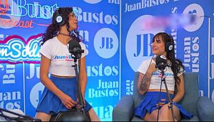 two hot lesbians straddle the sybian fuckmachine, grinding to explosive orgasms while juan bustos interviews their wild ride