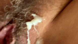 Ultra closeup hairy pussy stretched by huge cock slowmo