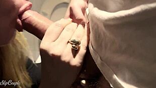 Club toilet cocksucking rewarded with public hard pussy fuck